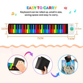 37-Key Roll Up Piano for Kids - Portable Rainbow Electronic Keyboard with Built-in Speaker