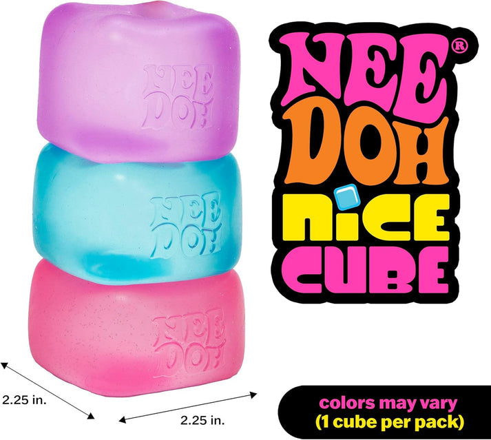KidoKraze Nee Doh Nice Cube sensory squeeze stress toy in bright colors, designed for tactile stress relief and sensory play.