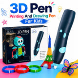 KidoKraze rechargeable 3D printing pen for kids creating colorful 3D drawings and designs in action.