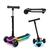 Premium 3-Wheel Foldable Kids Scooter with RGB Rainbow LED Deck & Flashing Wheels