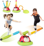 3 In 1 Musical Jump, Ring Toss Game, Stomps &Rocket Launcher for Kids