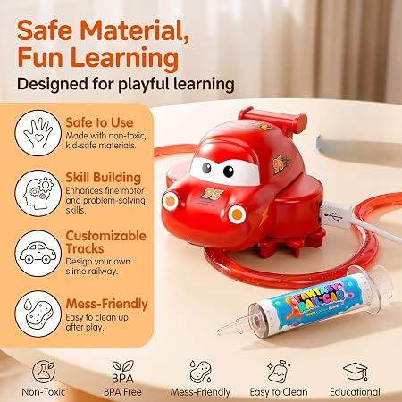 KidoKraze DIY Magic Slime Track Car Toy with colorful slime and track for creative play and motor skill development