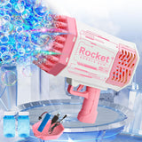 KidoKraze automatic bubble gun for kids, handheld bubble machine gun with colorful design and bubble solution tank.