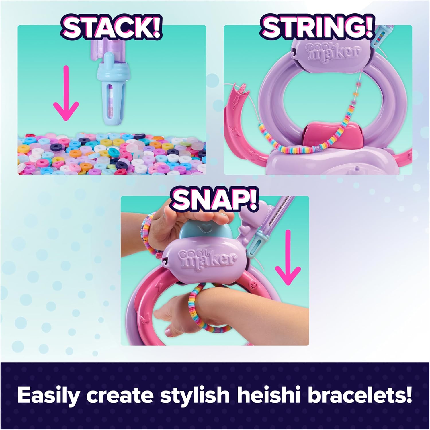 KidoKraze DIY bracelet maker machine kit for kids with colorful beads and tools for creating custom friendship bracelets