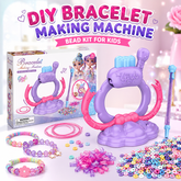 KidoKraze DIY bracelet maker machine kit for kids with colorful beads and tools for creating personalized bracelets.