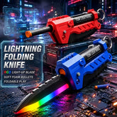 KidoKraze Lightning Folding Knife Blaster toy with soft foam bullets, featuring a sleek design and colorful accents.