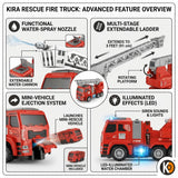Rescue Fire Truck Playset with Mini Vehicle Ejection Launcher