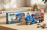 2-in-1 Foldable Dinosaur Truck With 6 pcs Cars and Racing Track