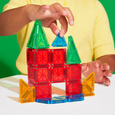 KidoKraze magnetic tile building blocks puzzle set with colorful geometric shapes for creative play and construction.