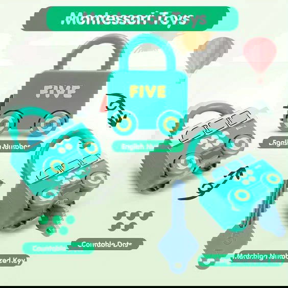Montessori Numbers Matching Locks Train And Keys