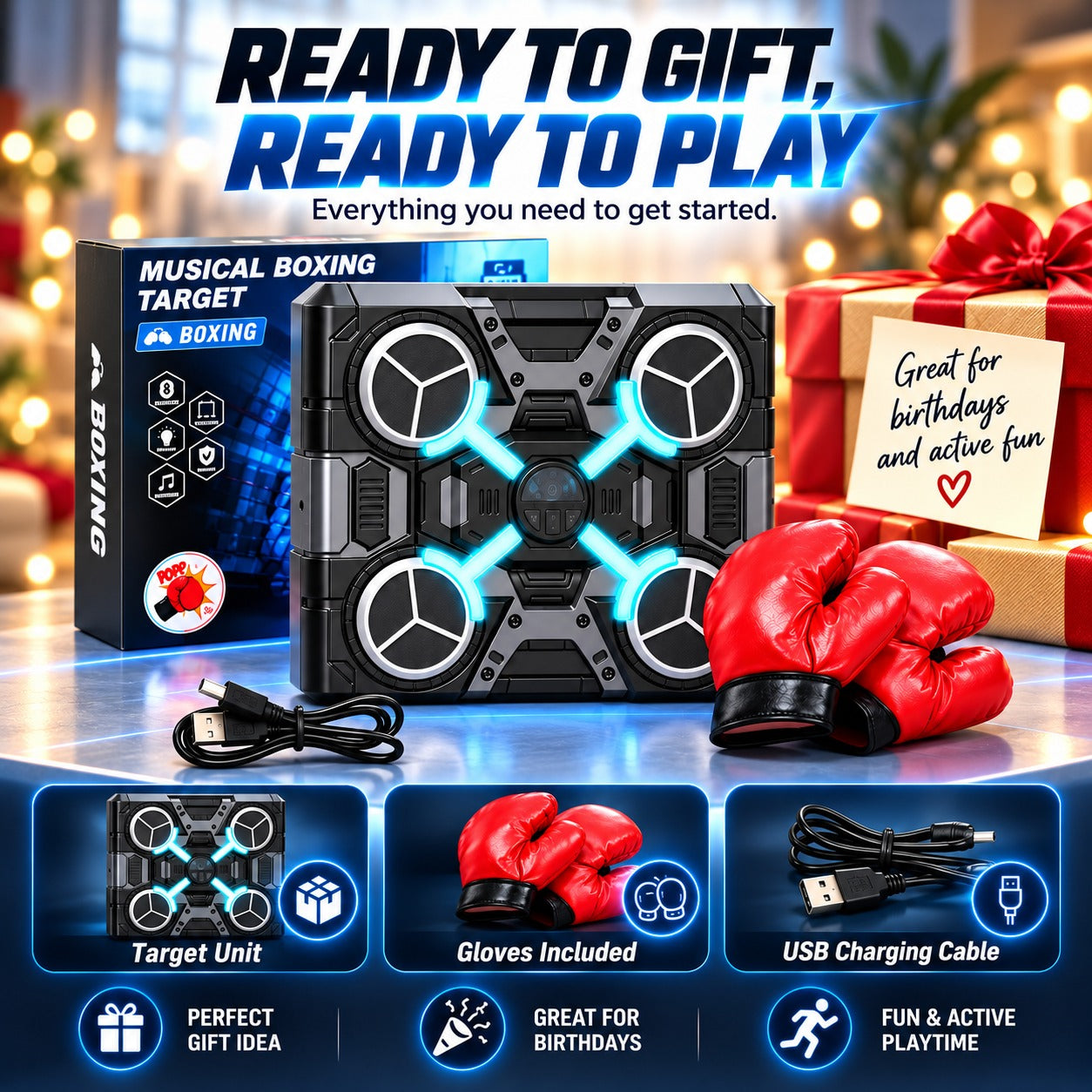 KidoKraze Smart Music Boxing Target toy with colorful punching pads and interactive lights for active play and boxing practice.