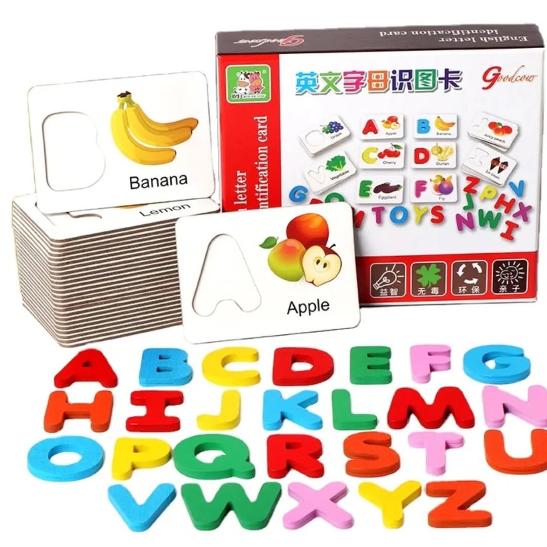 English Letter Identification Card Wooden Alphabet Puzzle Game