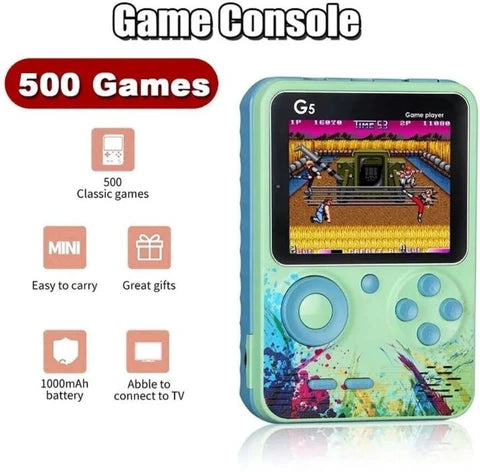 KidoKraze G5 handheld game console with 500+ retro games, featuring a compact design suitable for one player.