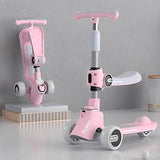 Elite Foldable 3-Wheel Kids Scooter – Pastel Pink Edition with Multi-Zone LED Lights