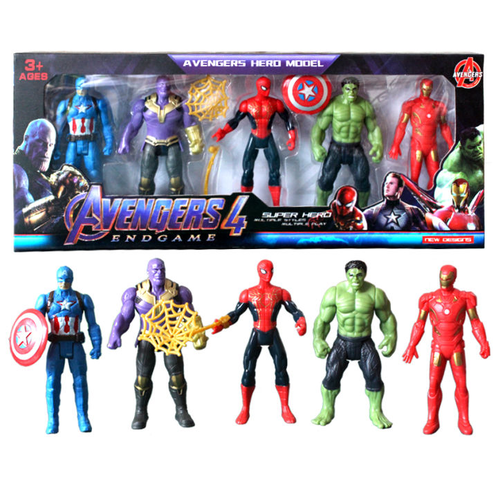 Spider-Man figure, Hulk toy, Iron Man action figure, Avengers 6-pack.