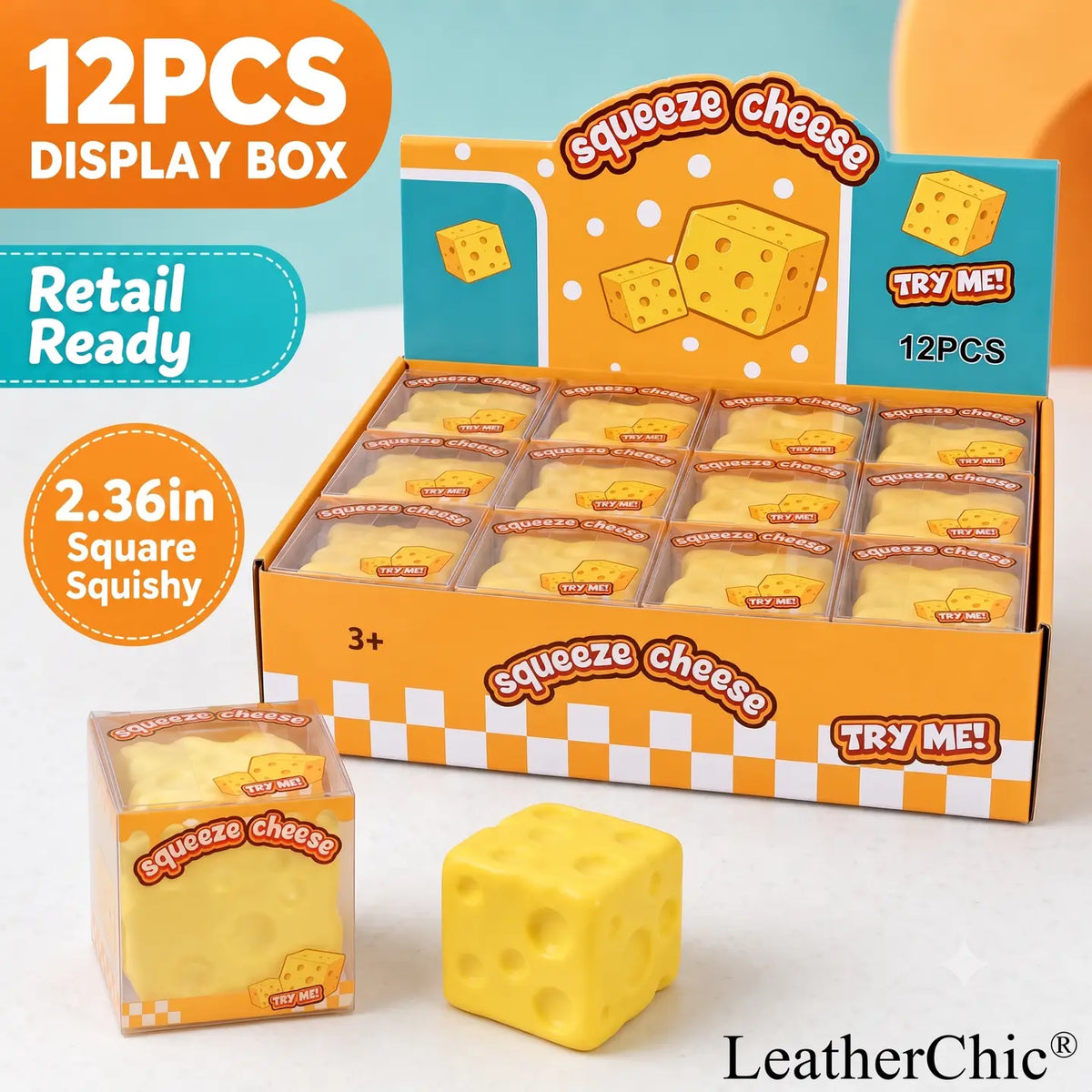 Soft Cheese Cube Sensory Fidget & Stress Relief Toy pack of 1