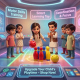 KidoKraze 2-in-1 educational toy set featuring colorful bowling pins and a ball for kids' fun and learning.