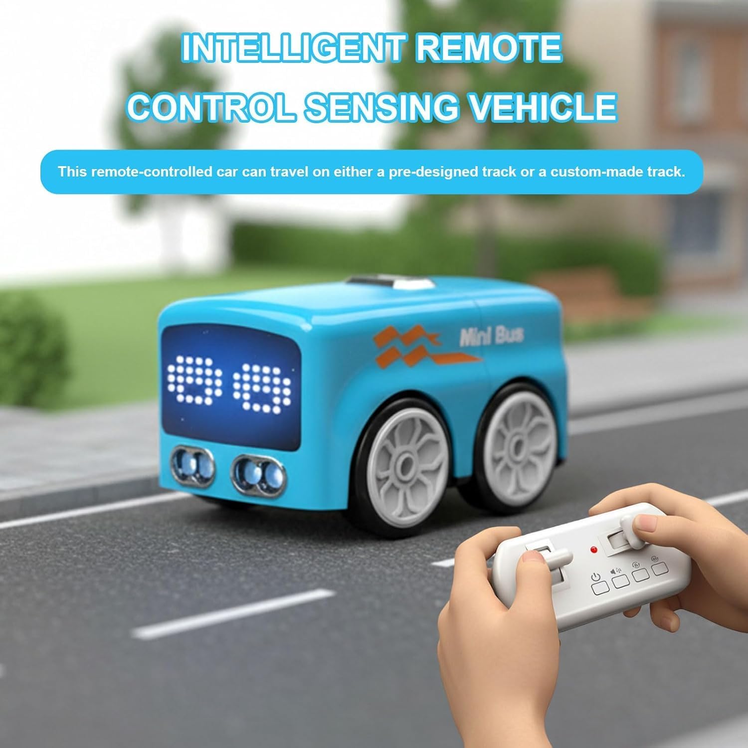 KidoKraze Magic Mini Bus 5-in-1 smart RC football toy with colorful design and remote control, perfect for kids' active play.