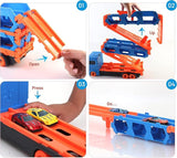 2-in-1 Transforming Truck Playset with Race Track & 6 Alloy Cars