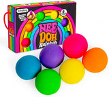 KidoKraze NeeDoh Rainbow Groovy Globs pack of 6, colorful stretchy stress toys with vibrant rainbow colors and soft, squishy texture.