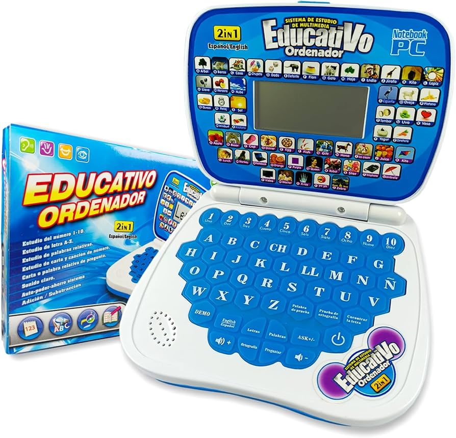 Kids educational laptop toy with colorful keyboard and mouse by KidoKraze, designed for learning and fun.