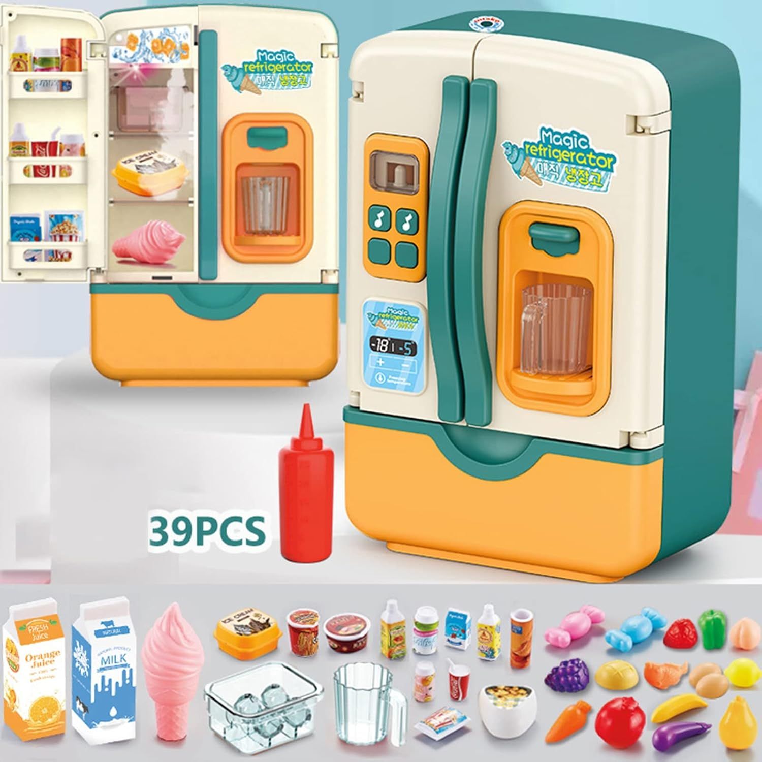 39Pcs Multi-functional Pretend Fridge