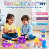 Set of 40 colorful sensory soft gummy blocks by KidoKraze arranged in a playful display.