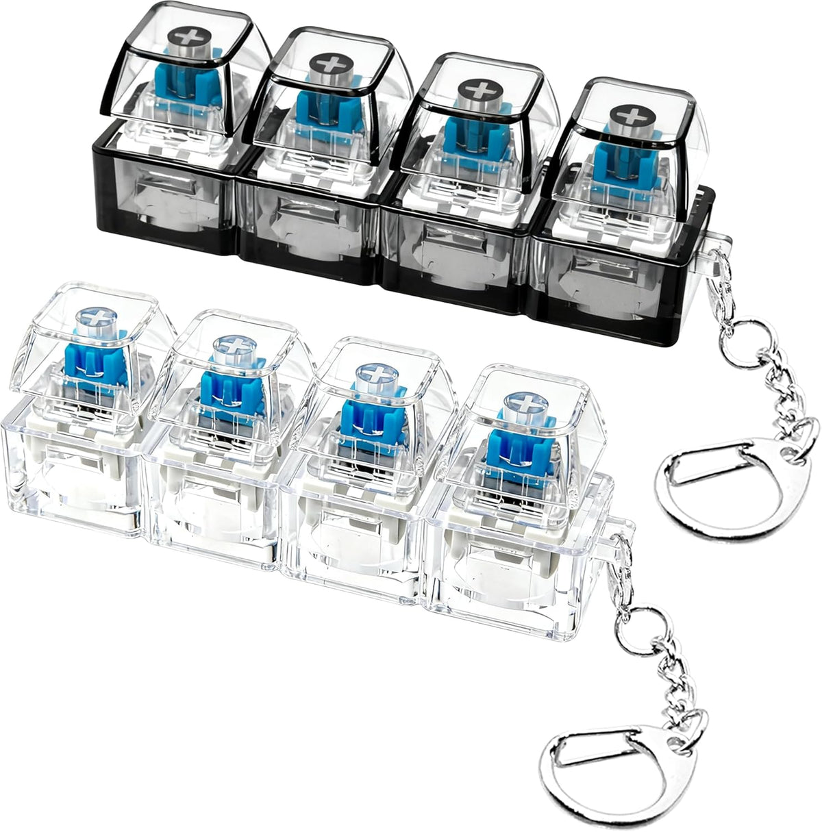KidoKraze mechanical keyboard clicker keychain with LED light and sound, compact fidget toy for stress relief and tactile fun.
