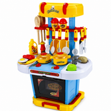 KidoKraze DIY kitchen playhouse for girls with colorful toy kitchen accessories and a cozy pretend play setting