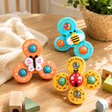 KidoKraze 3-piece suction cup spinner toy for kids, featuring colorful spinning toys with suction cups for interactive play.