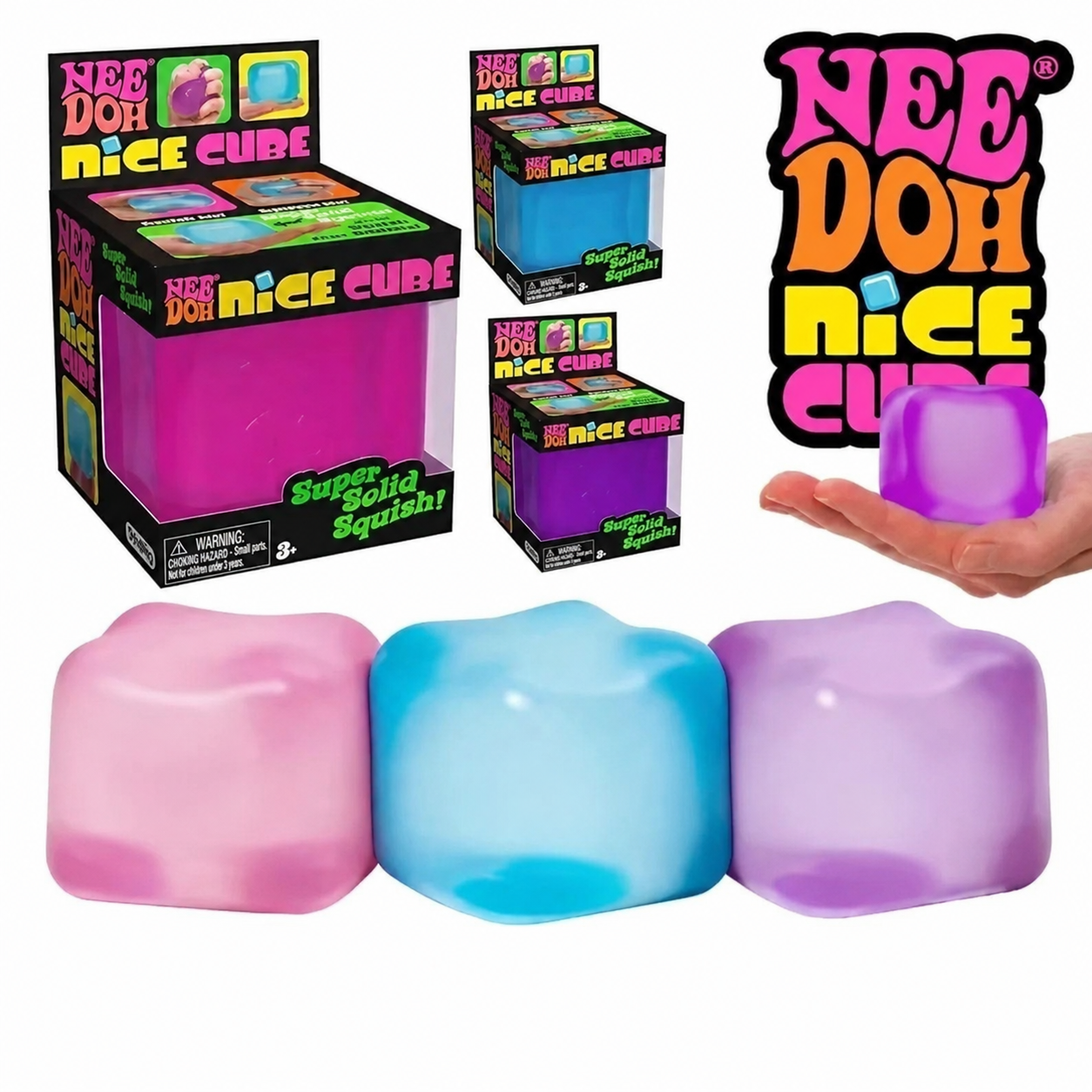 KidoKraze Nee Doh Nice Cube sensory squeeze stress toy in bright colors, designed for stress relief and sensory play.