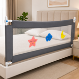 KidoKraze adjustable baby safety bed rail attached to a crib, with padded sides and secure hardware for child safety and protection.