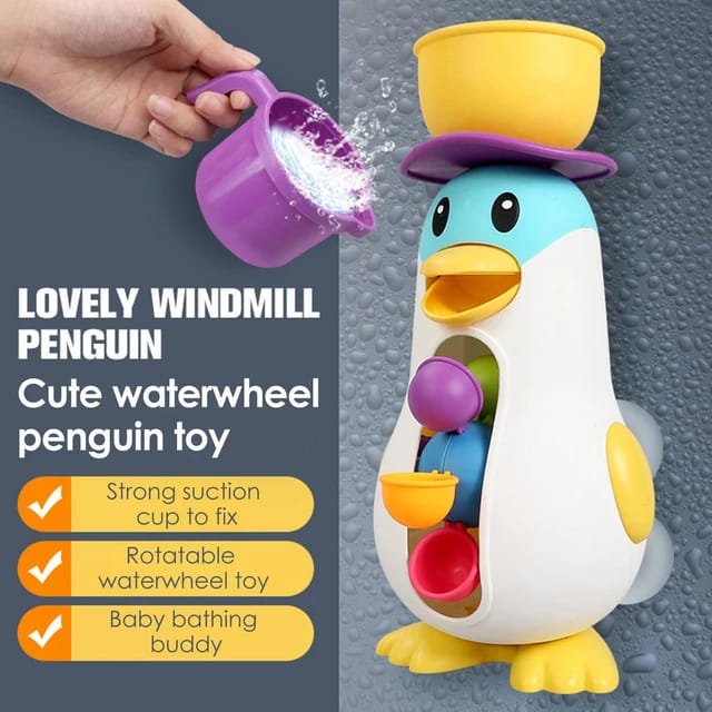 Fun Waterwheel Penguin Bath Toy - KidoKraze