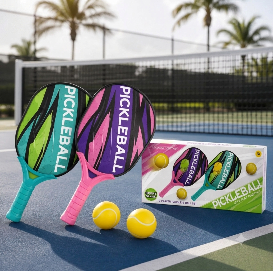 2-Player Kids Pickleball Game Set  Lightweight Paddles & Balls