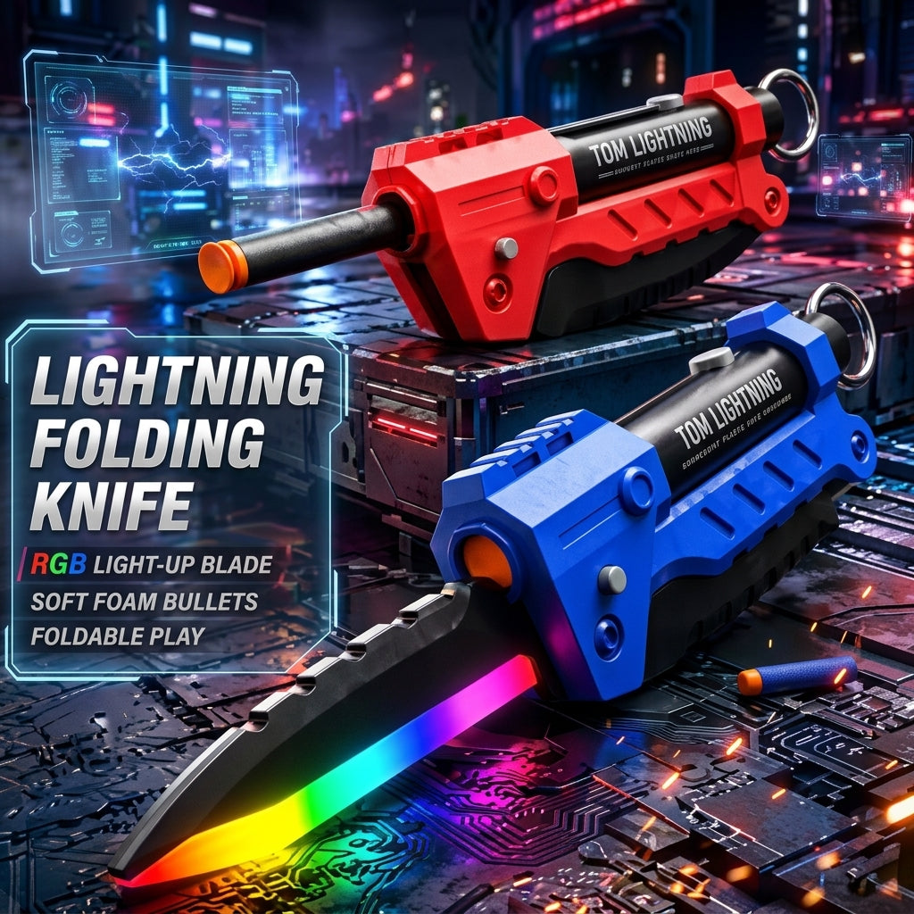 Lightning Folding Knife Blaster Toy with Soft Foam Bullets