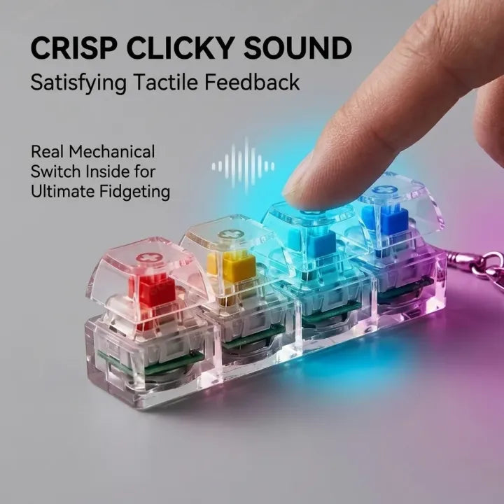 Mechanical Keyboard Clicker Keychain – LED Light & Sound Fidget Toy