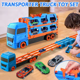 2-in-1 Transforming Truck Playset with Race Track & 6 Alloy Cars
