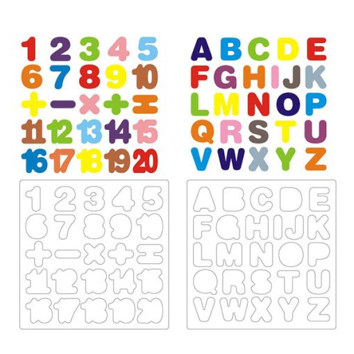 Wooden Alphabet Numbers & Animals Puzzle Block Board