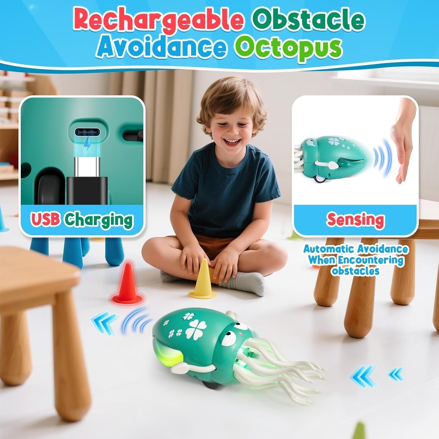 USB Rechargeable Dancing Octopus Baby Toy