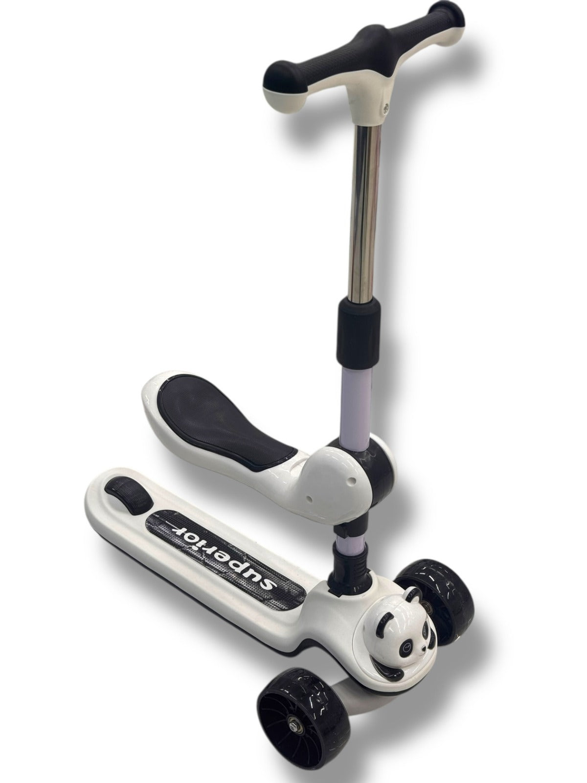 KidoKraze baby kids outdoor 3-wheel 2-in-1 kick and foot scooty with colorful wheels and sturdy handlebar for young children.