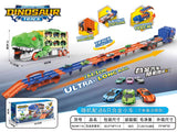 2-in-1 Foldable Dinosaur Truck With 2 pcs Cars and Racing Track