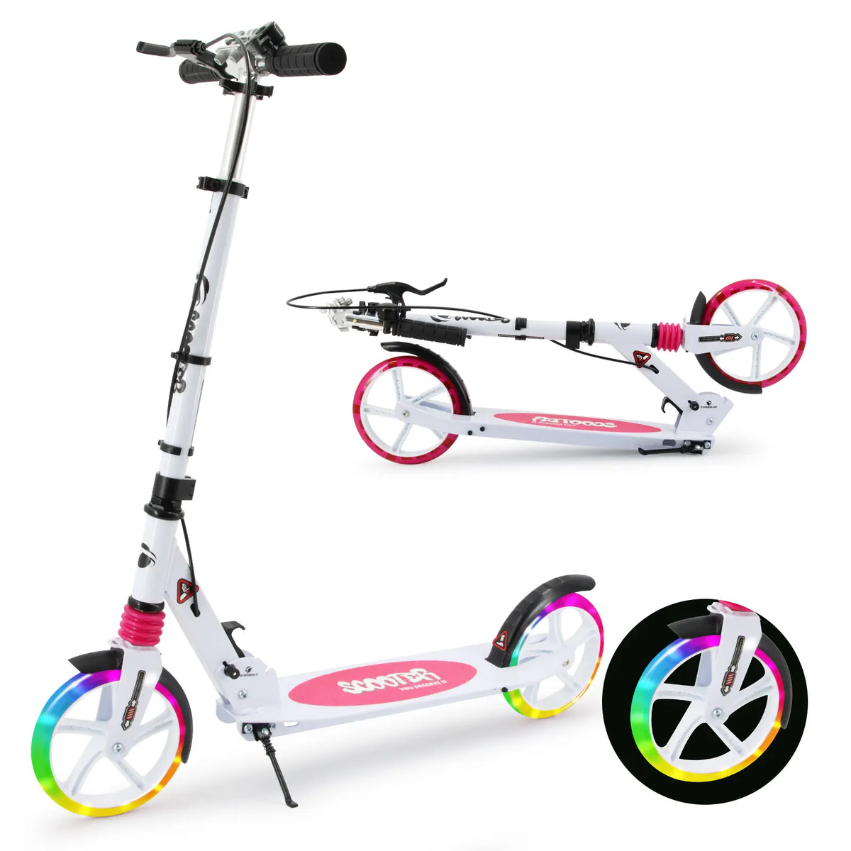 LuminaGlide Pro | Foldable LED Kick Scooter with Dual Braking System