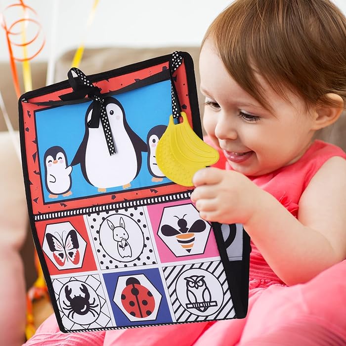 Baby Tummy Time Mirror with High Contrast Pictures