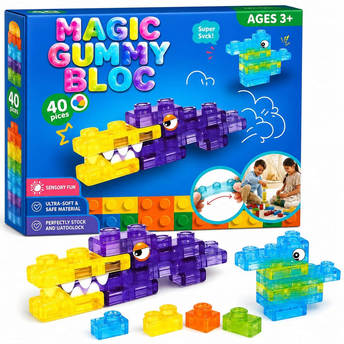 40 PCS Sensory Soft Gummy Blocks