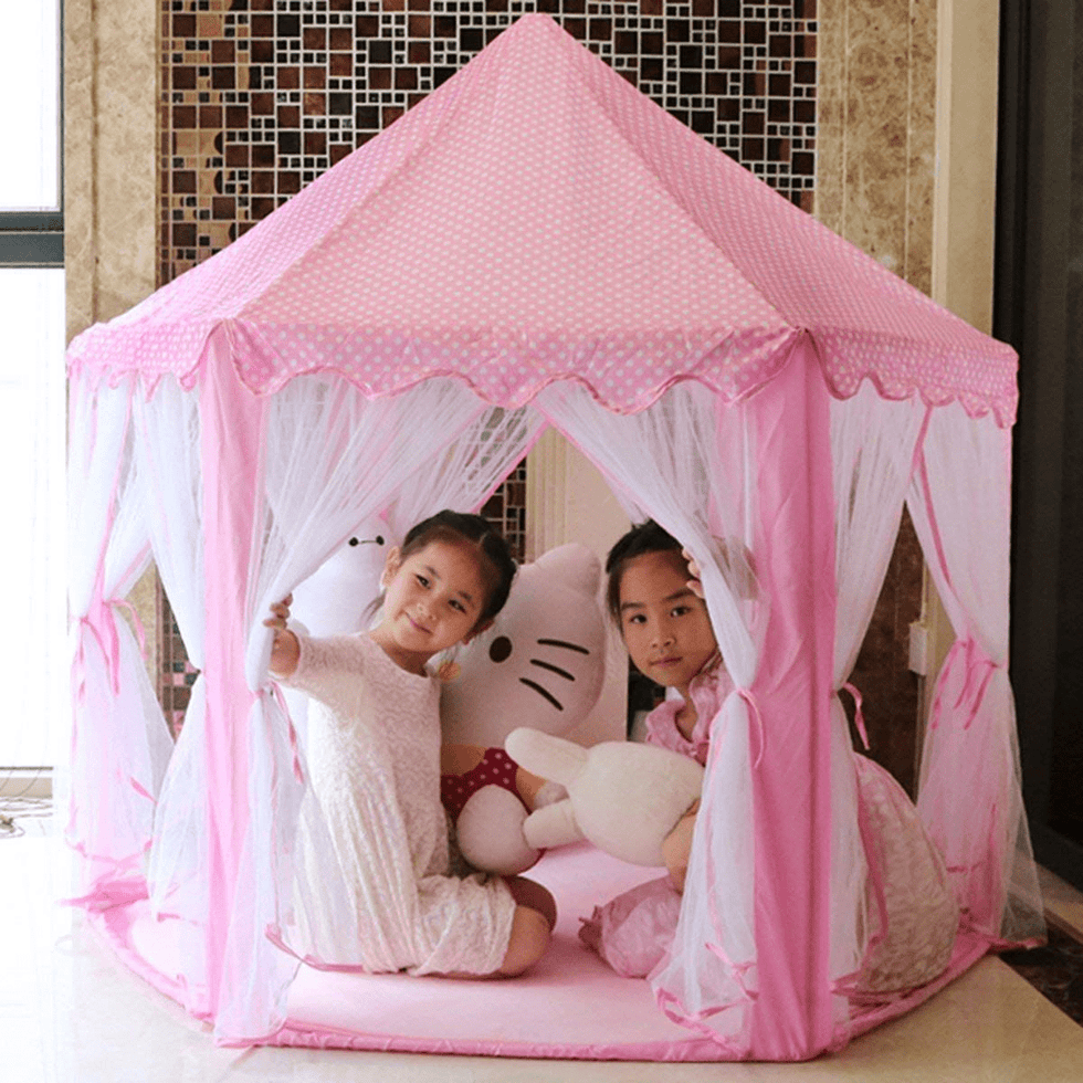KidoKraze princess castle play tent house for girls, featuring colorful fabric and a whimsical castle design for imaginative play.