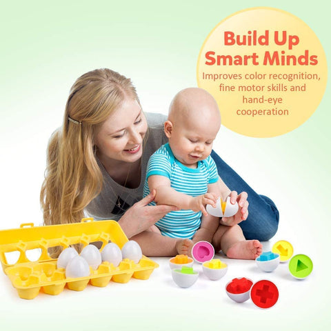 12PCS Baby’s Eggs Matching Game, Shape Matching Toys Egg For Kids, Montessori Baby Learning Toy