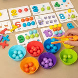 Wooden Clip Beads & Number Cognitive Operation Matching Game