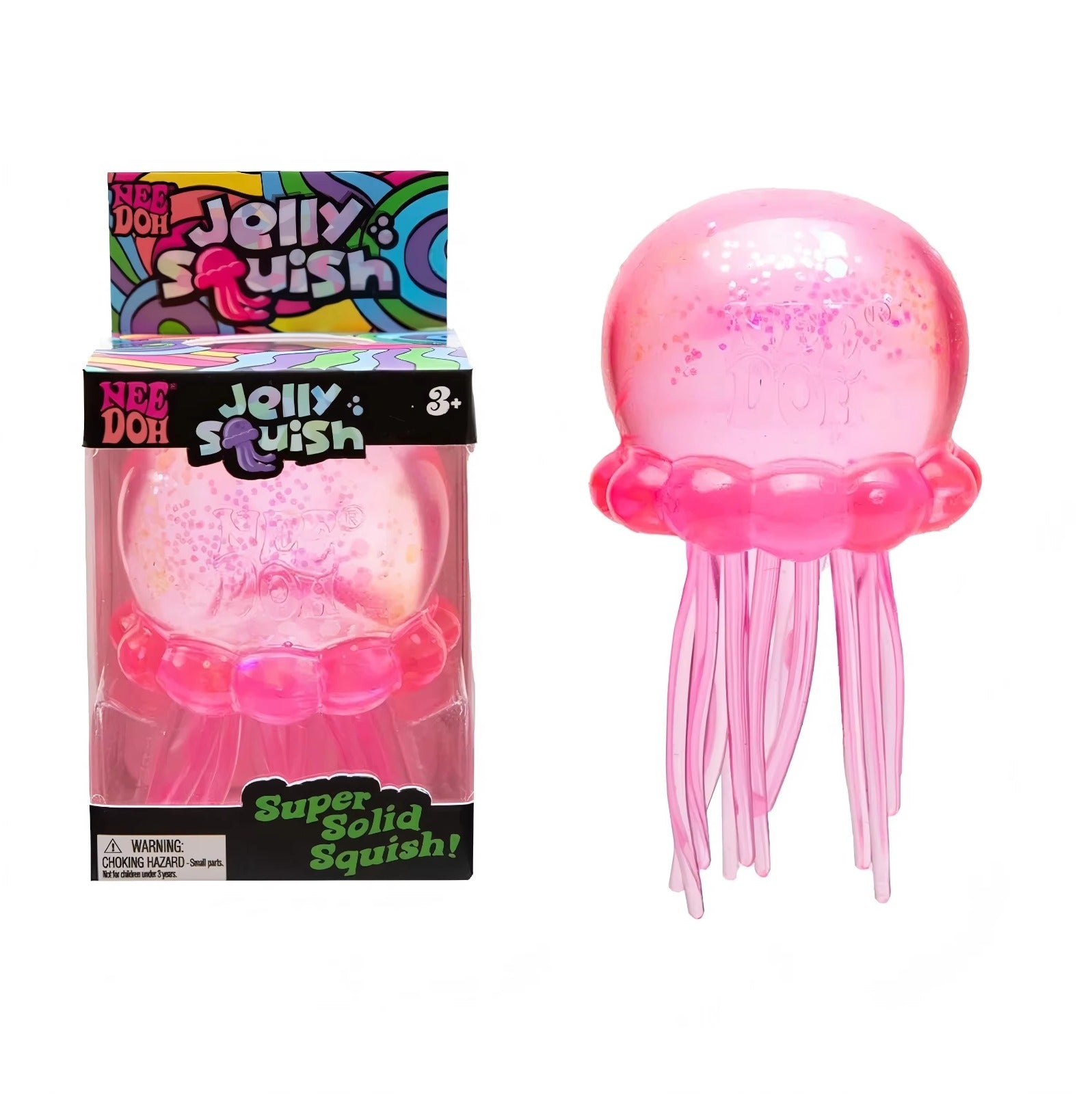 KidoKraze Nee Doh Nice Cube sensory squeeze stress toy in vibrant jelly color, flexible and soft for stress relief and sensory play.