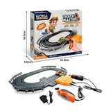 KidoKraze Track Master Slot Racing Track Set with colorful track pieces and racing cars on a smooth, winding slot track.