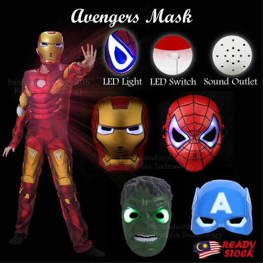 Spider Man Iron Man Hulk lighting Masks